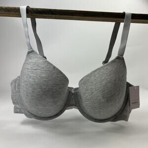 Auden Women Demi Bra 40C Heather Gray Lightly Lined Underwire Cotton Stretch NWT
